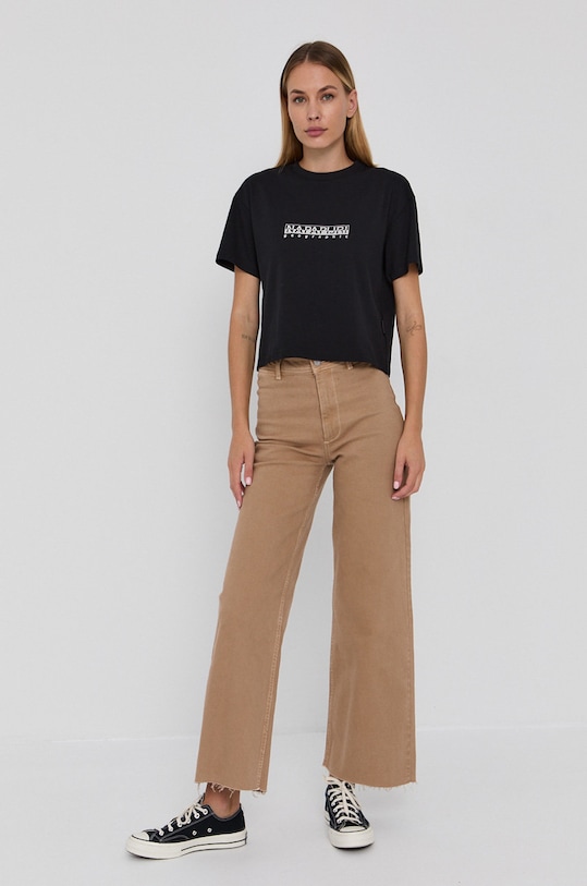 Napapijri T-shirt bawełniany NP0A4FSO czarny AW21
