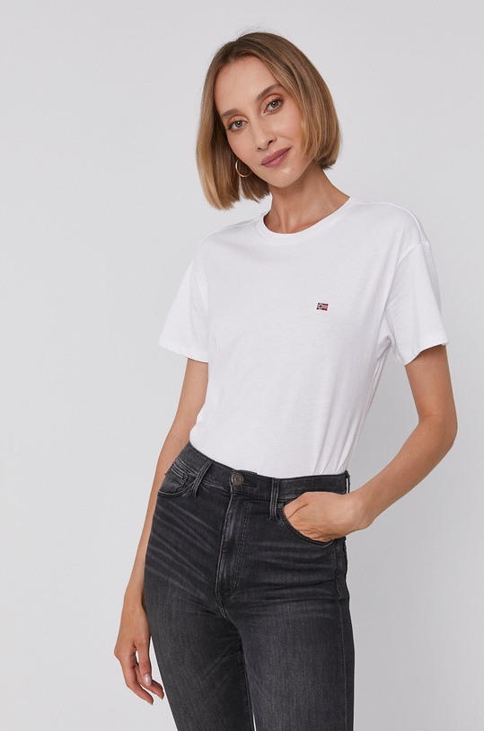 Napapijri T-shirt bawełniany bawełna biały NP0A4FSL