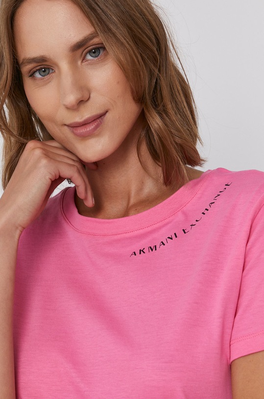 Armani Exchange T-shirt bawełniany 6KYTER.YJ6QZ różowy 6KYTER.YJ6QZ