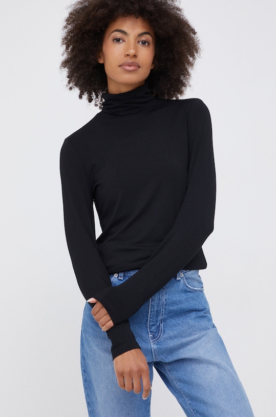 Lauren Ralph Lauren - Longsleeve 200810393001 z elastanem czarny 200810393001