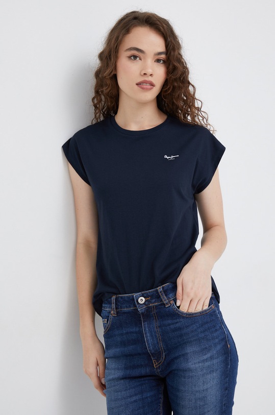 Bavlněné tričko Pepe Jeans Bloom námořnická modř PL504821.594