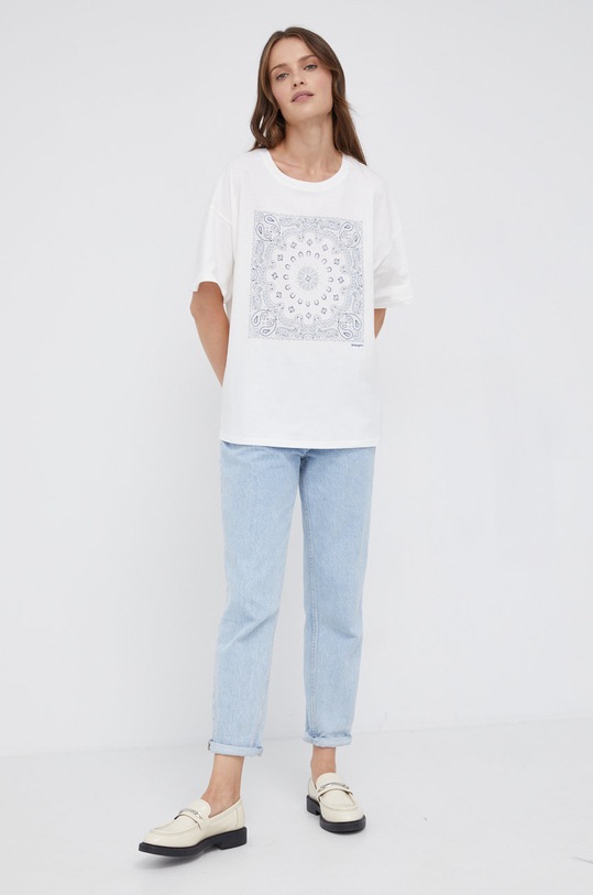 Wrangler T-shirt bawełniany W7R9GHW02 biały AW21
