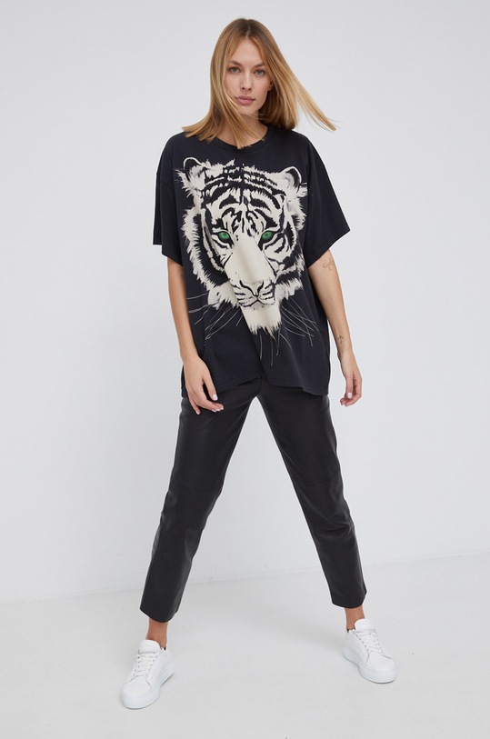 Wrangler T-shirt bawełniany W7R3GFZ06 czarny AW21