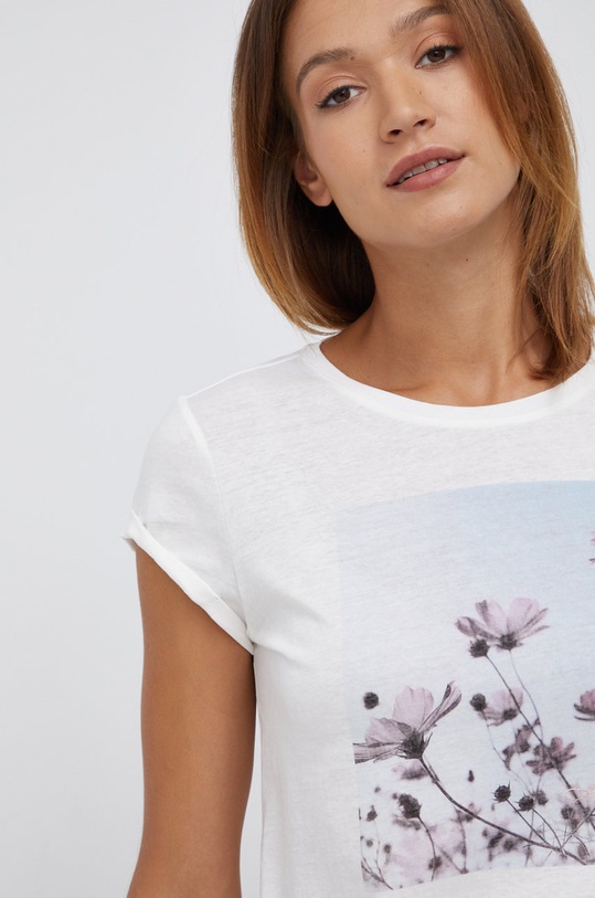 Mustang T-shirt bawełniany bawełna beżowy 1011398.2020