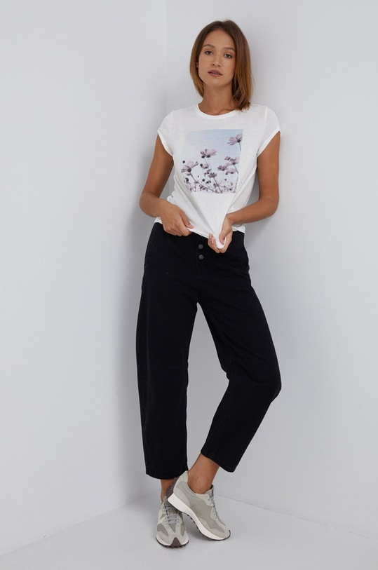 Mustang T-shirt bawełniany 1011398.2020 beżowy AW21