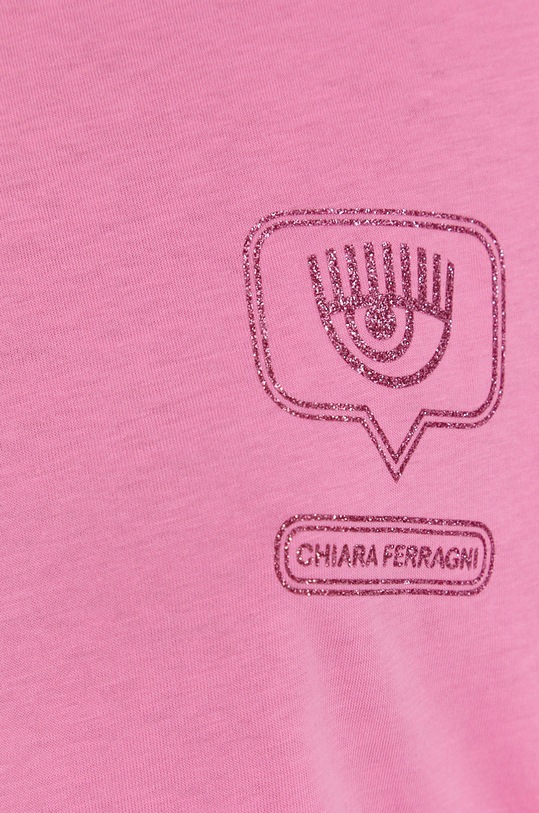 Chiara Ferragni Tricou din bumbac Glitter Eyelike 71CBHT13 roz