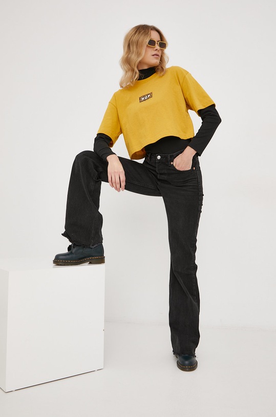 HUF T-shirt bawełniany wts0035 żółty AW21