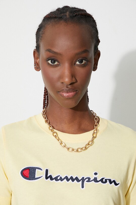 Champion t-shirt bawełniany 114472 żółty