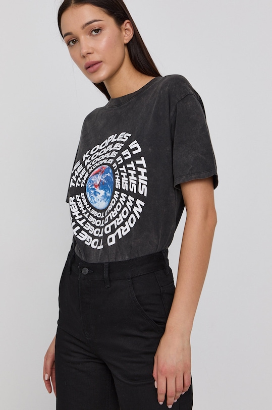 Bavlnené tričko The Kooples bavlna sivá FTSC23006K