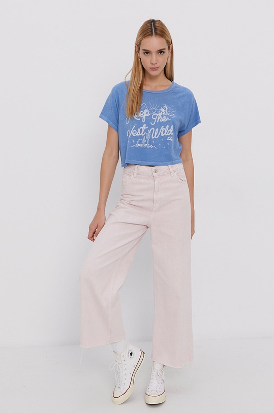 Bavlnené tričko Billabong x Wrangler Z3KT06BIF1.2866 modrá AW21