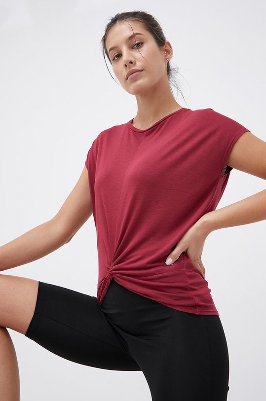 Deha - T-shirt okrągły bordowy B44230.45230