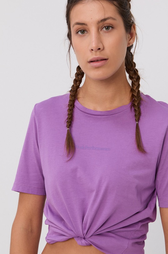 Bavlnené tričko Peak Performance G75442 fialová