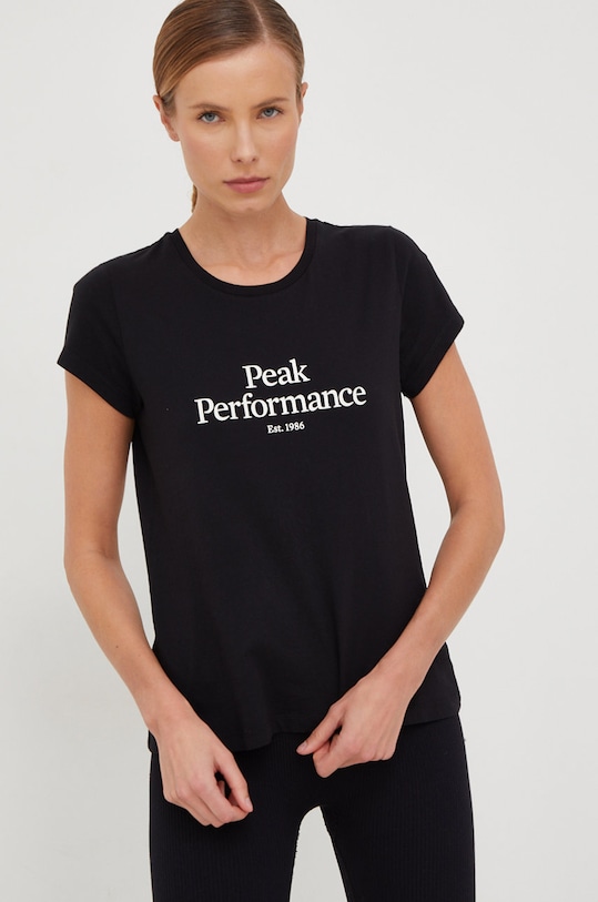 Peak Performance T-shirt bawełniany nadruk biały G75661