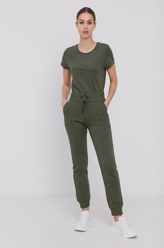 Peak Performance T-shirt bawełniany G75661 zielony AW21