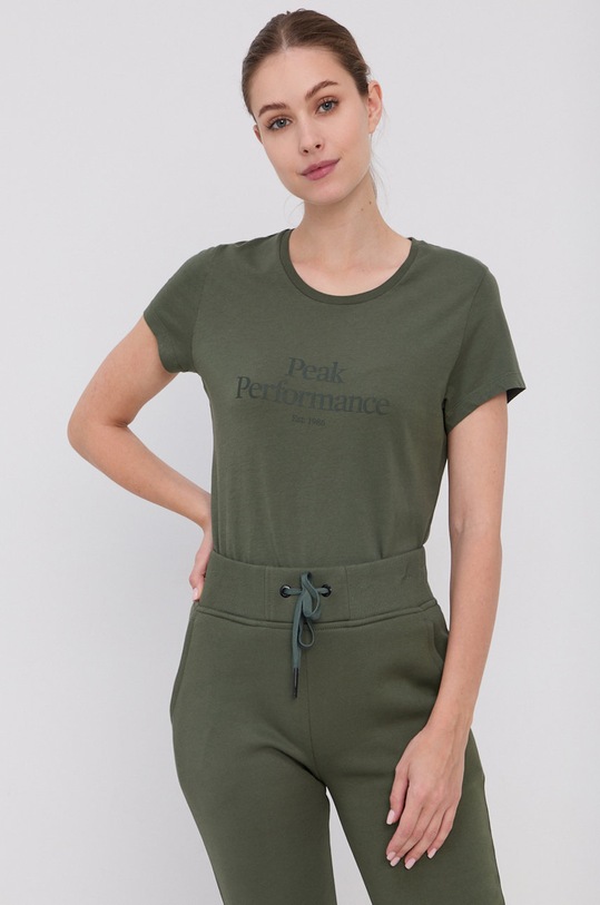 Peak Performance T-shirt bawełniany zielony G75661