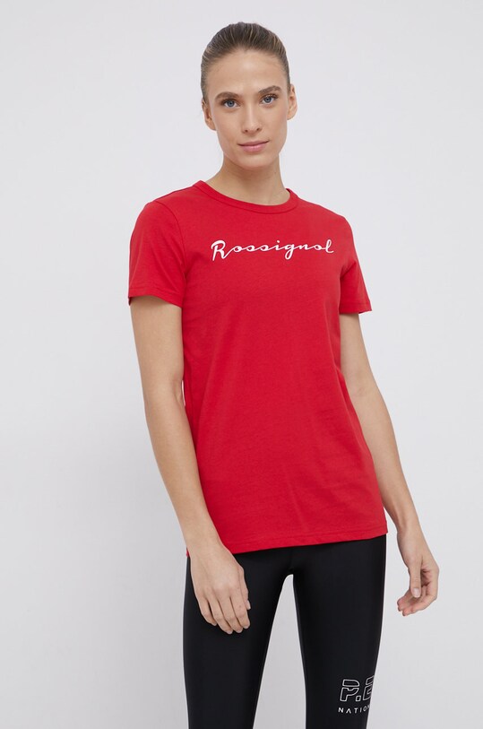 Rossignol T-shirt bawełniany nadruk czerwony RLKWY05