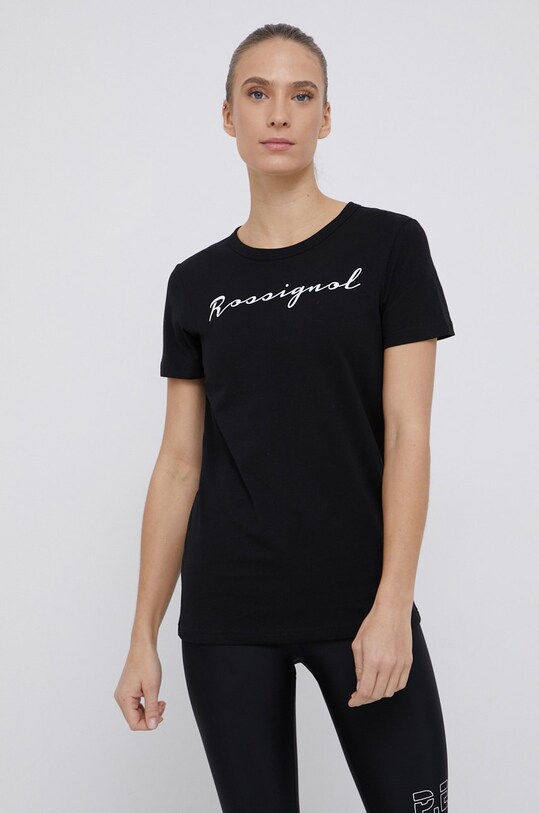 Rossignol T-shirt bawełniany nadruk czarny RLKWY05