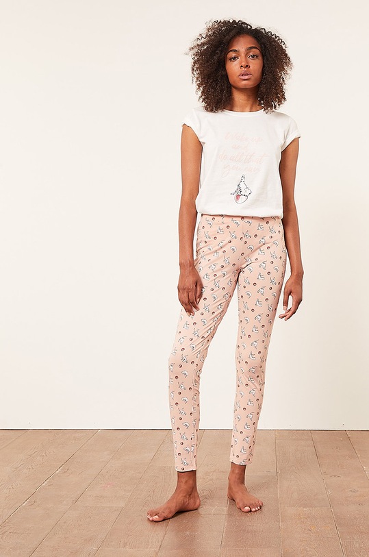 Etam T-shirt piżamowy 652838280 beżowy AW21