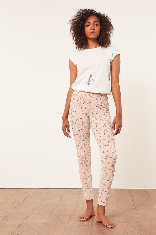 Etam T-shirt piżamowy beżowy 652838280