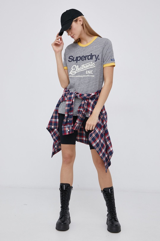 Superdry T-shirt bawełniany nadruk szary W1010652A.ZUC