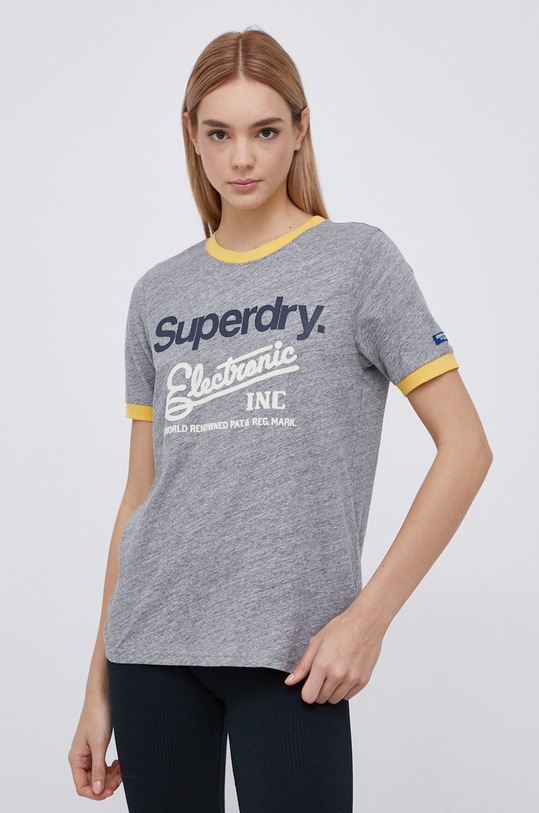 Superdry T-shirt bawełniany W1010652A.ZUC szary AW21