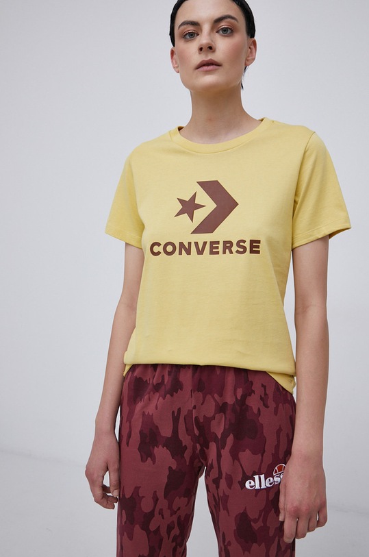 Converse T-shirt bawełniany żółty 10018569.A35.741