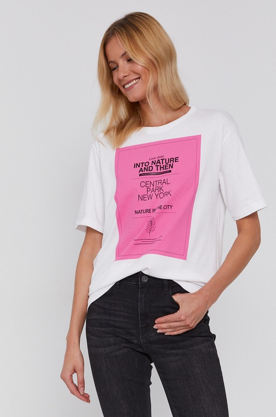 United Colors of Benetton T-shirt bawełniany nadruk biały 3MI5E1AH8.101