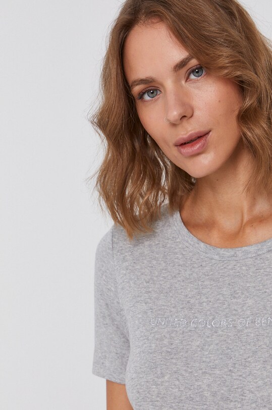 Βαμβακερό μπλουζάκι United Colors of Benetton γκρί 3GA2E16A2.501