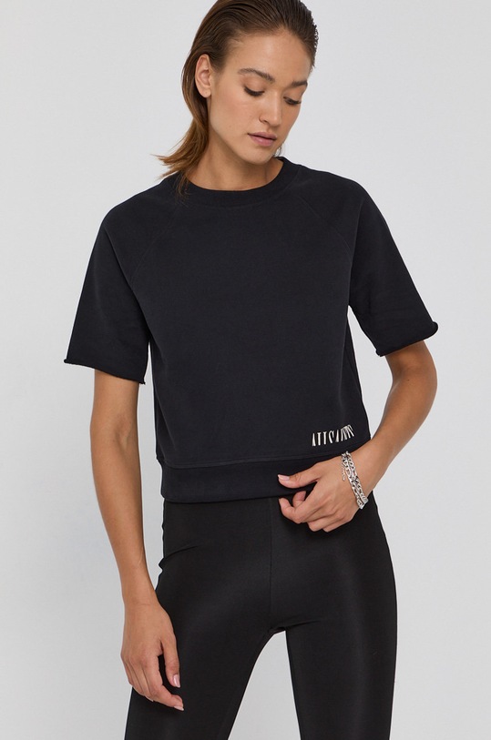 Bavlněná mikina AllSaints bez kapuce černá WM056U