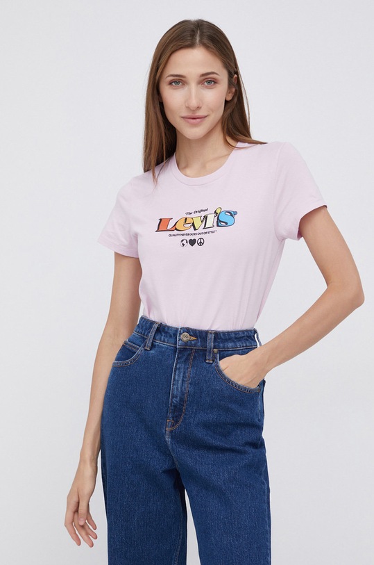 Levi's T-shirt bawełniany nadruk różowy 17369.1710