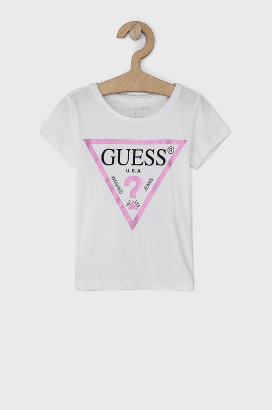 Dětské bavlněné tričko Guess kulatý bílá K73I56.K8HM0