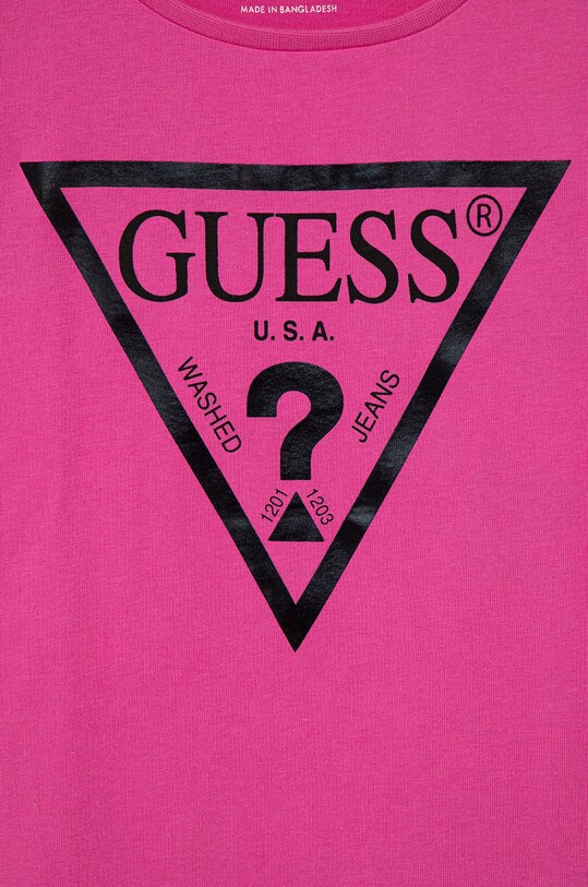 Dziewczynka Guess - T-shirt bawełniany dziecięcy K73I56.K8HM0 różowy