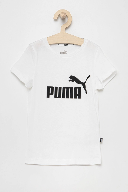 Dječja pamučna majica kratkih rukava Puma print bijela 587029