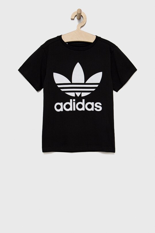 Παιδικό βαμβακερό μπλουζάκι adidas Originals στάμπα μαύρο H25245