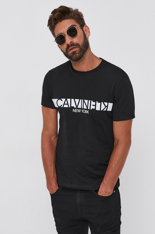Calvin Klein T-shirt bawełniany nadruk czarny K10K107124.4890
