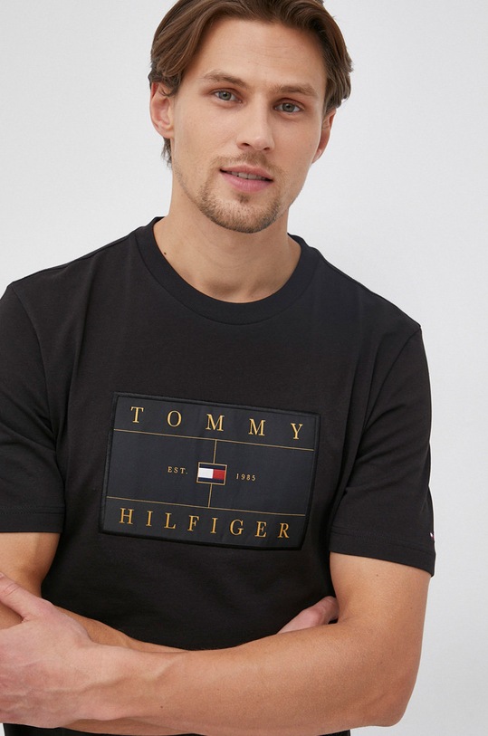 Tommy Hilfiger T-shirt bawełniany regular czarny MW0MW20169.4890