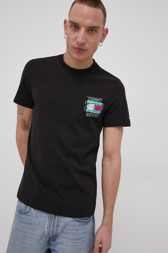 Tommy Jeans T-shirt bawełniany DM0DM11613.4890 nadruk czarny DM0DM11613.4890