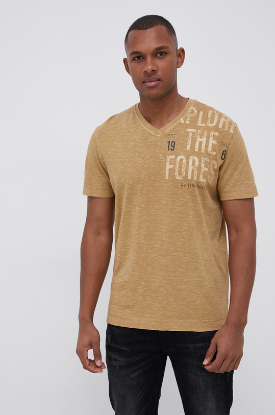 Bavlněné tričko Tom Tailor 1027462.10942 béžová AW21