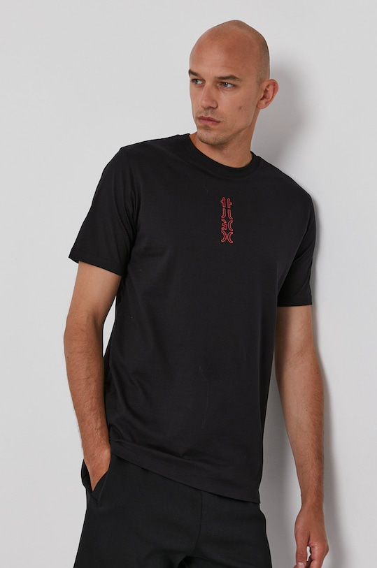 HUGO T-shirt 50456797 nadruk czarny 50456797