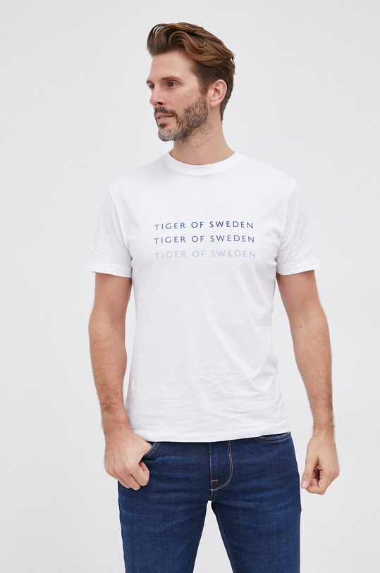 Tiger Of Sweden T-shirt bawełniany nadruk biały T51831004