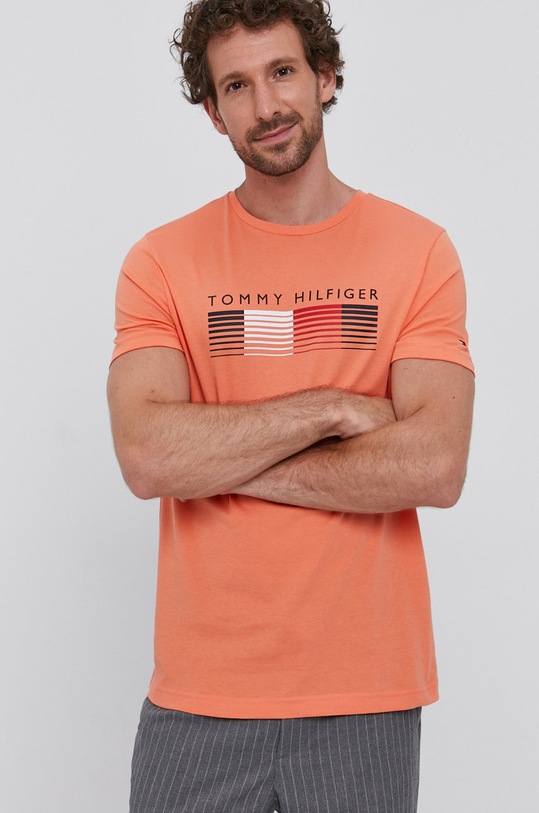 Tommy Hilfiger T-shirt pomarańczowy MW0MW21008.4890