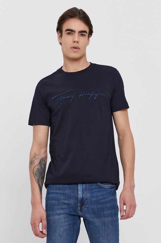 Bavlnené tričko Tommy Hilfiger nášivka tmavomodrá MW0MW18729.4890