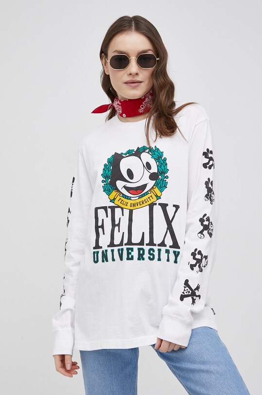 Bavlněné tričko s dlouhým rukávem Levi's x Felix potisk bílá A1249.0000