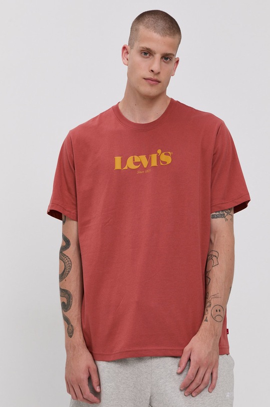Levi's T-shirt bawełniany czerwony 16143.0318
