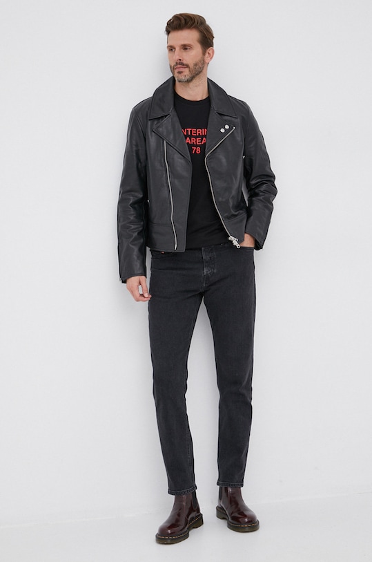 Bavlnené tričko Diesel A03364.0GRAI čierna AW21