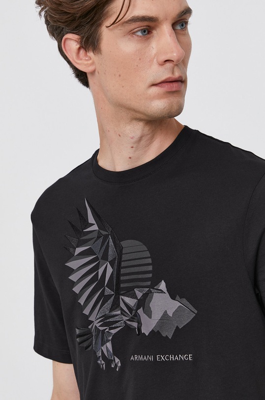 Armani Exchange T-shirt bawełniany 6KZTBD.ZJ5TZ czarny 6KZTBD.ZJ5TZ