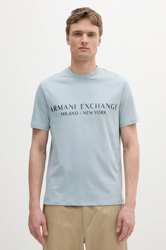 Armani Exchange t-shirt bawełniany nadruk niebieski 8NZT72.Z8H4Z