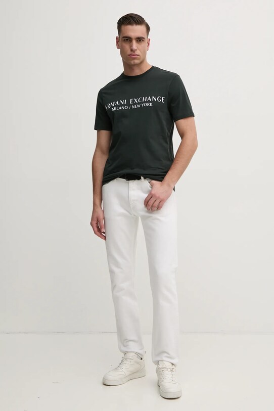 Бавовняна футболка Armani Exchange 8NZT72.Z8H4Z зелений SS25