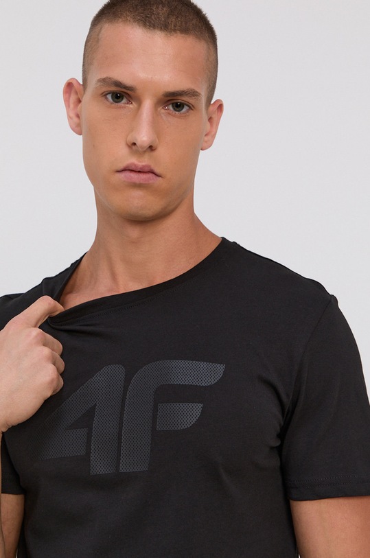 4F Tricou din bumbac negru NOSH4.TSM353