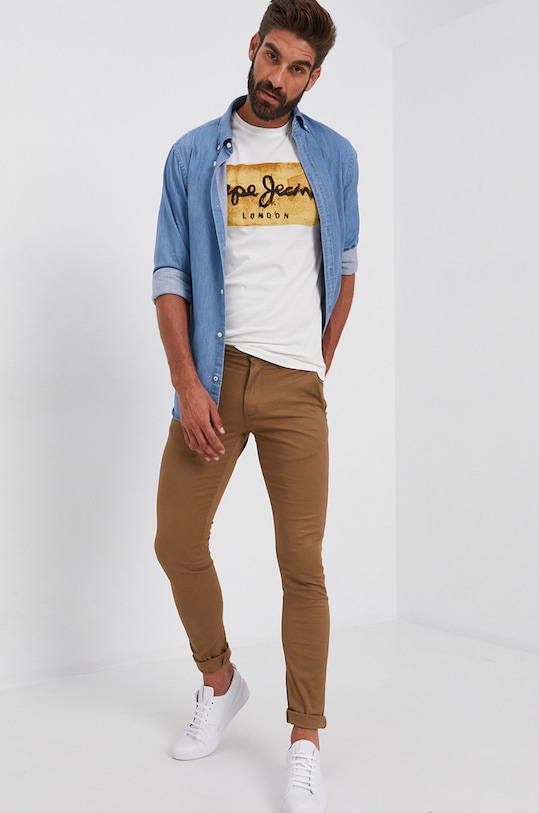Pepe Jeans T-shirt bawełniany Charing PM503215.803 biały AW21